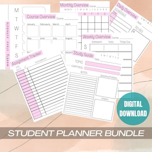 Student Planner Bundle, Study Tools, Assignment Tracker, Homework Helper, Ultimate Student Study Guide, Class Planner