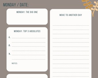 ADHD Daily Task Planner Printable, Executive Function Worksheet for Therapy, Counselor Resource for Teens and Adults, Focus Tool PDF