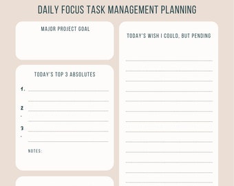Daily Focus Planner Printable, Therapy Homework Sheet for Executive Function, Counselor Client Tool for Daily Structure, Digital PDF