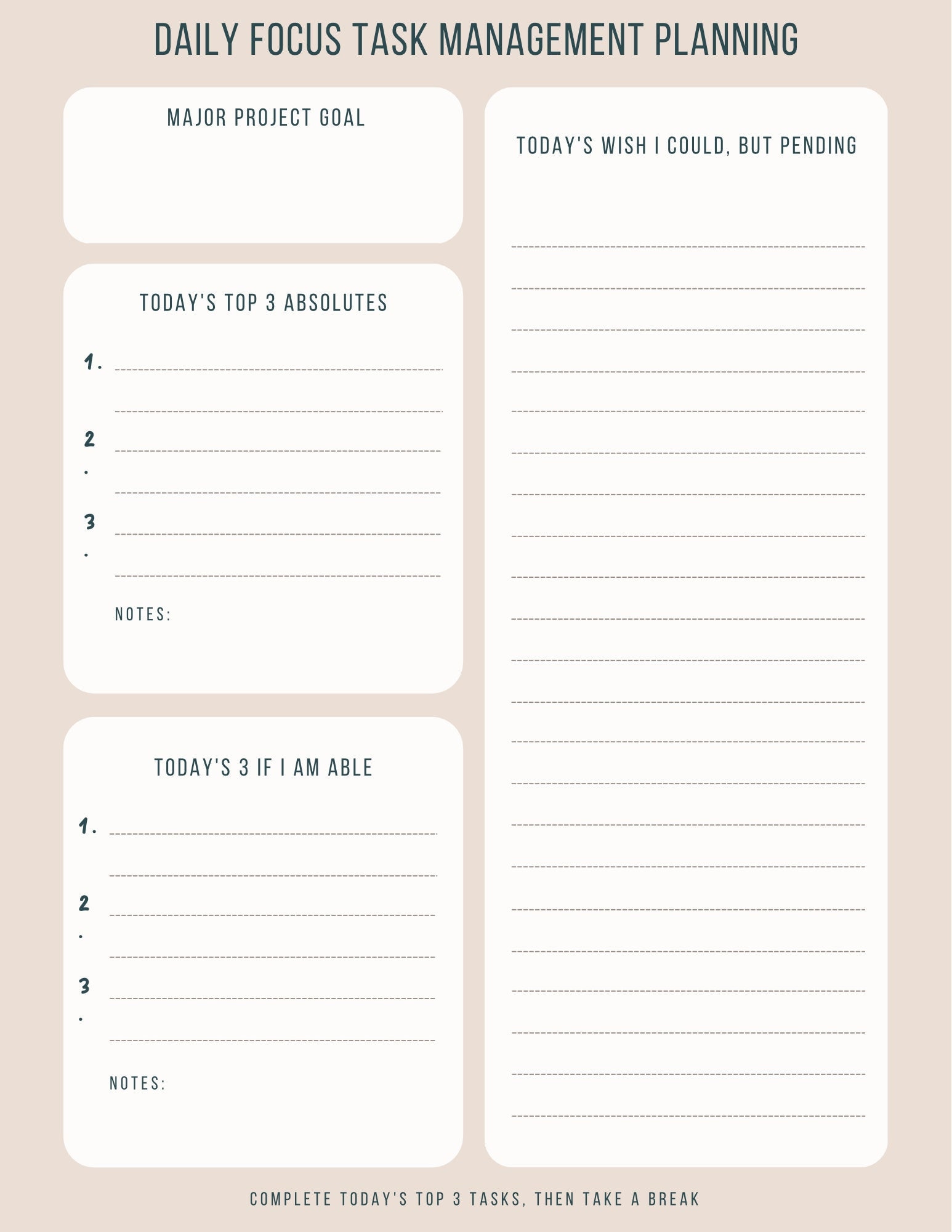Daily Tasks - Task Management Daily Planner Printable - Etsy