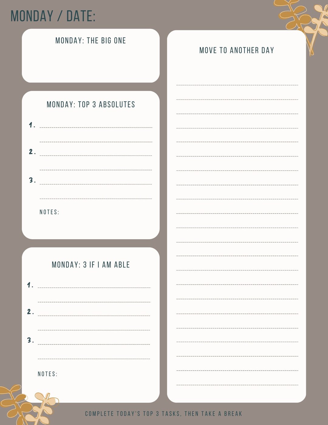Daily Tasks - Task Management Daily Planner Printable / ADHD Task ...