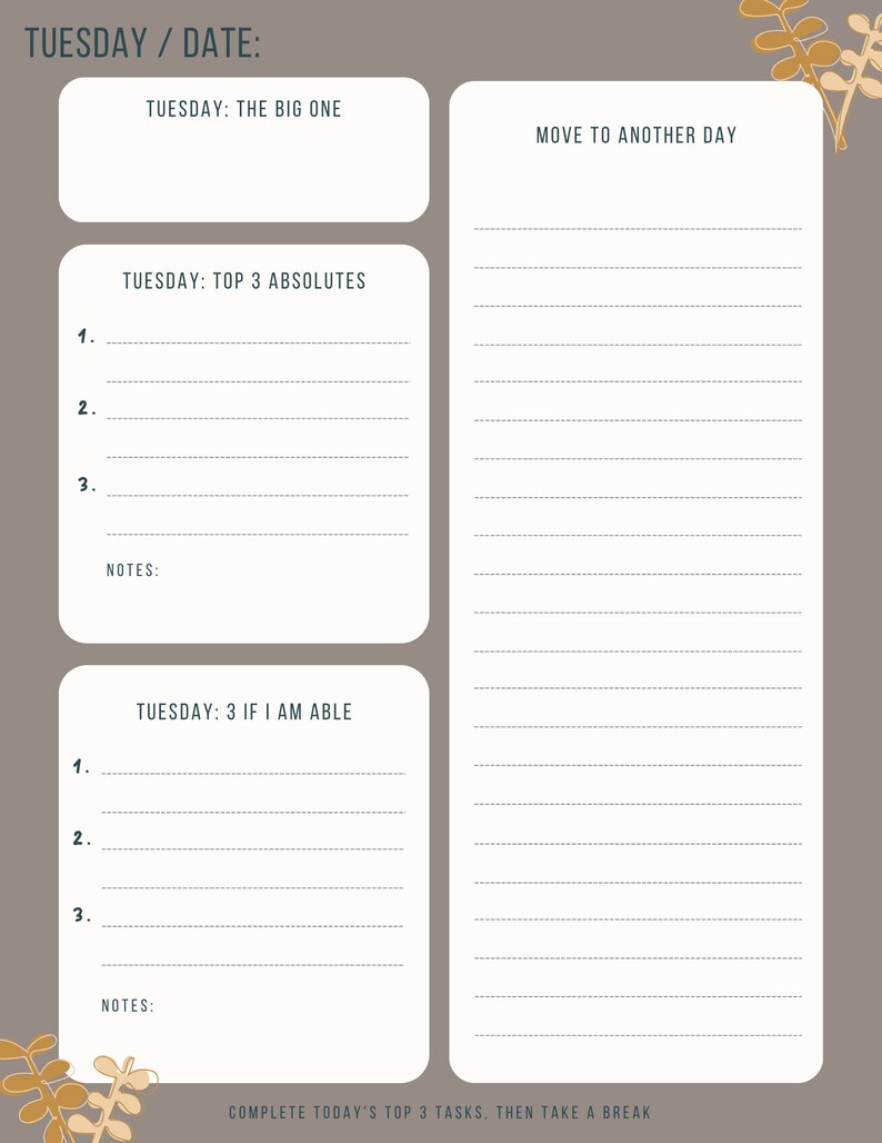 Daily Tasks - Task Management Daily Planner Printable / ADHD Task ...