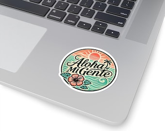 Aloha Mi Gente Stickers, Hawaiian Vibes Decals, Tropical Aloha Kiss-Cut Stickers, Fun Summer Decor, Beach Lover Gift, Laptop Stickers Pack