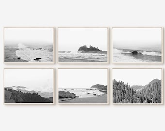 Set of 6 Horizontal Prints, Black and White Prints, Nature Prints,  Living Room, Wall Art, Nordic, Home Decor, Scandinavian Wall Art, Poster