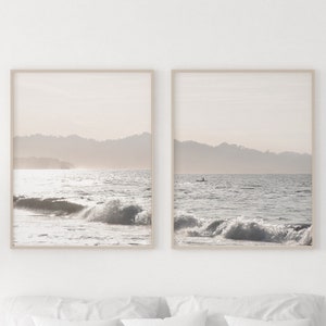 2er Set Wandkunst Strand Drucke Pastell Wandkunst druckbare Kunst 2er-Set Drucke Wellen Drucke Küstendruck Set Ozeandruck Neutrale Wanddekoration