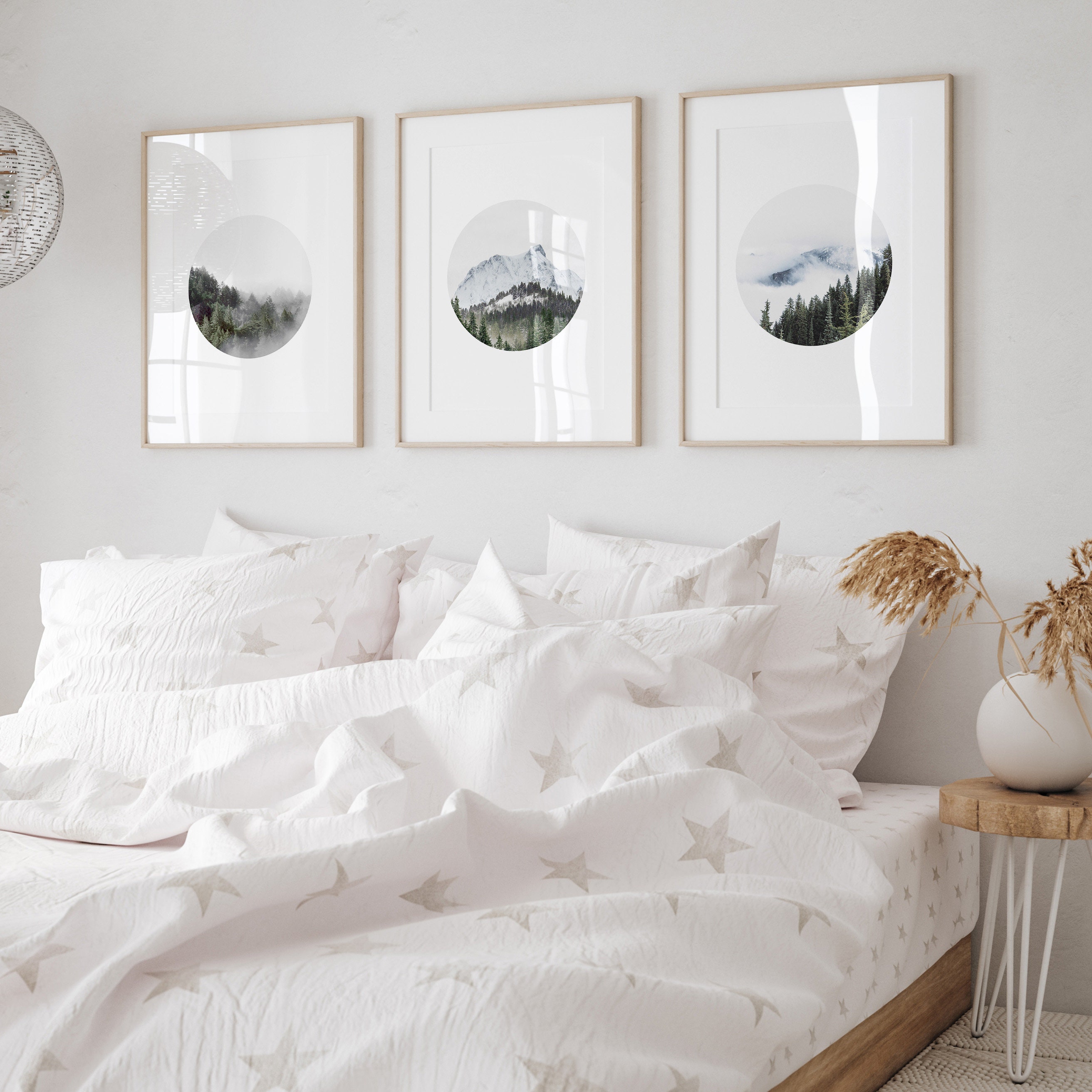 Set of 3 Wall Art Mountain Print Set Scandinavian Art Nature ...