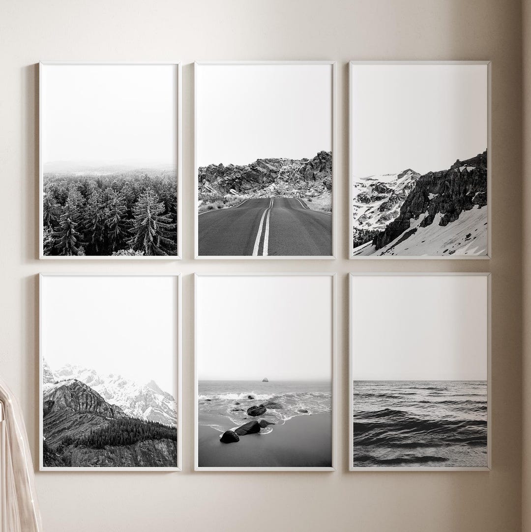 Set of 6 Prints Black and White Prints Nature Prints Minimalist Print ...