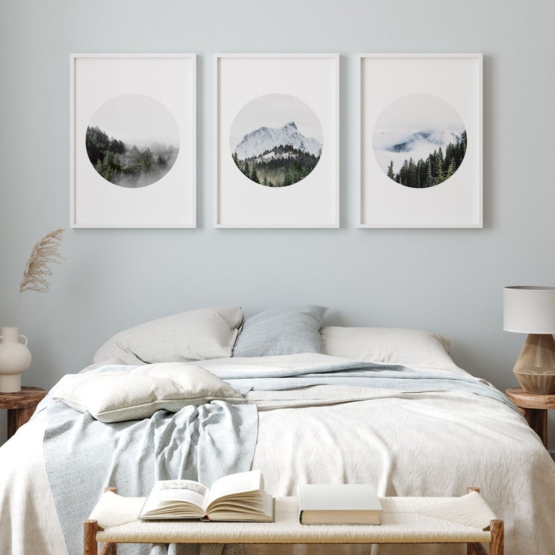 Set of 3 Wall Art Mountain Print Set Scandinavian Art Nature ...