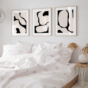 Black Abstract Print Black Lines Set of 3 Modern Wall Art Black and Beige Wall Art Set of 3 Prints Printable Wall Art Gallery Wall Art Print image 4