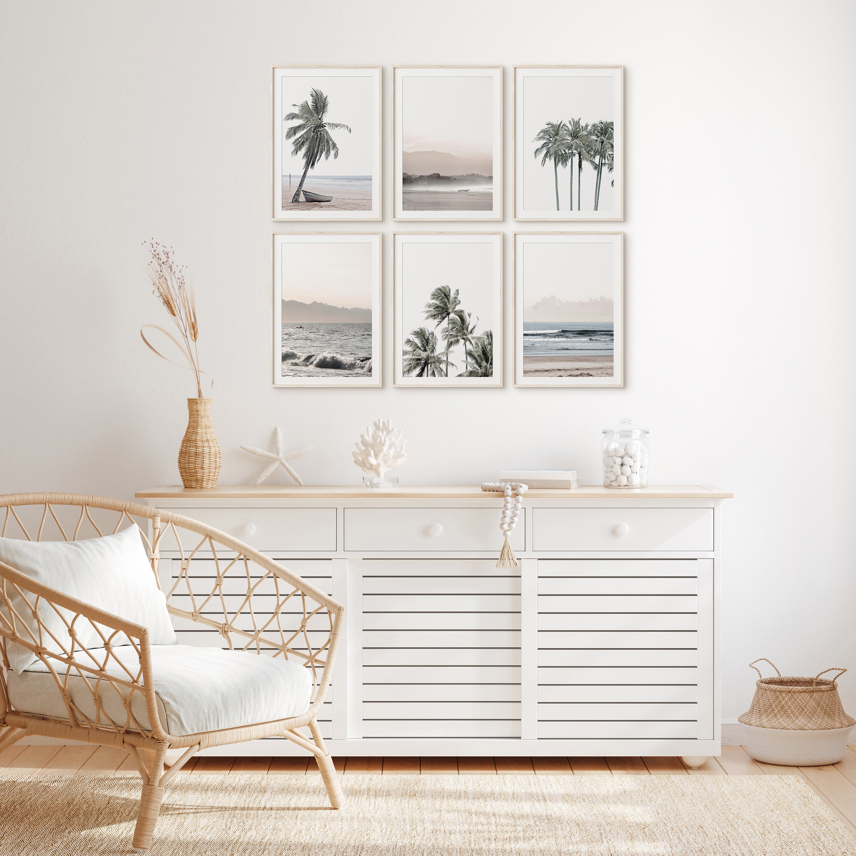 Set of 6 Prints Palm Tree Prints Tropical Wall Art Beach Print - Etsy