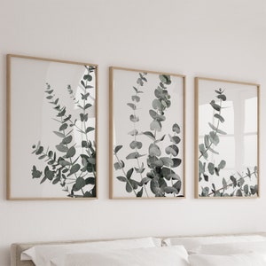 Eucalyptus kunst aan de muur, set van 3 prints, botanische print, eucalyptus print, eucalyptus print, muurkunst set, muurprint, botanische print, afdrukbare muurkunst, minimalistisch