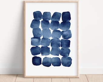 Abstract Printable Art Watercolor Printable Wall Art Abstract Navy Blue Dark Blue Wall Art Abstract Wall Decor Indigo Watercolor Art Poster