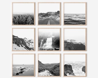 Set of 9 Wall Art Black and White Prints Nature Prints Square Prints Minimalist Prints Digital Print Modern Home Decor Art Nature Art Poster