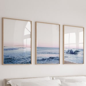 Juego de 3 impresiones de playa, impresiones del océano, arte de pared de playa, arte de pared imprimible, impresión de playa, impresión de surf, impresión costera, impresión de naturaleza, póster de playa oceánica