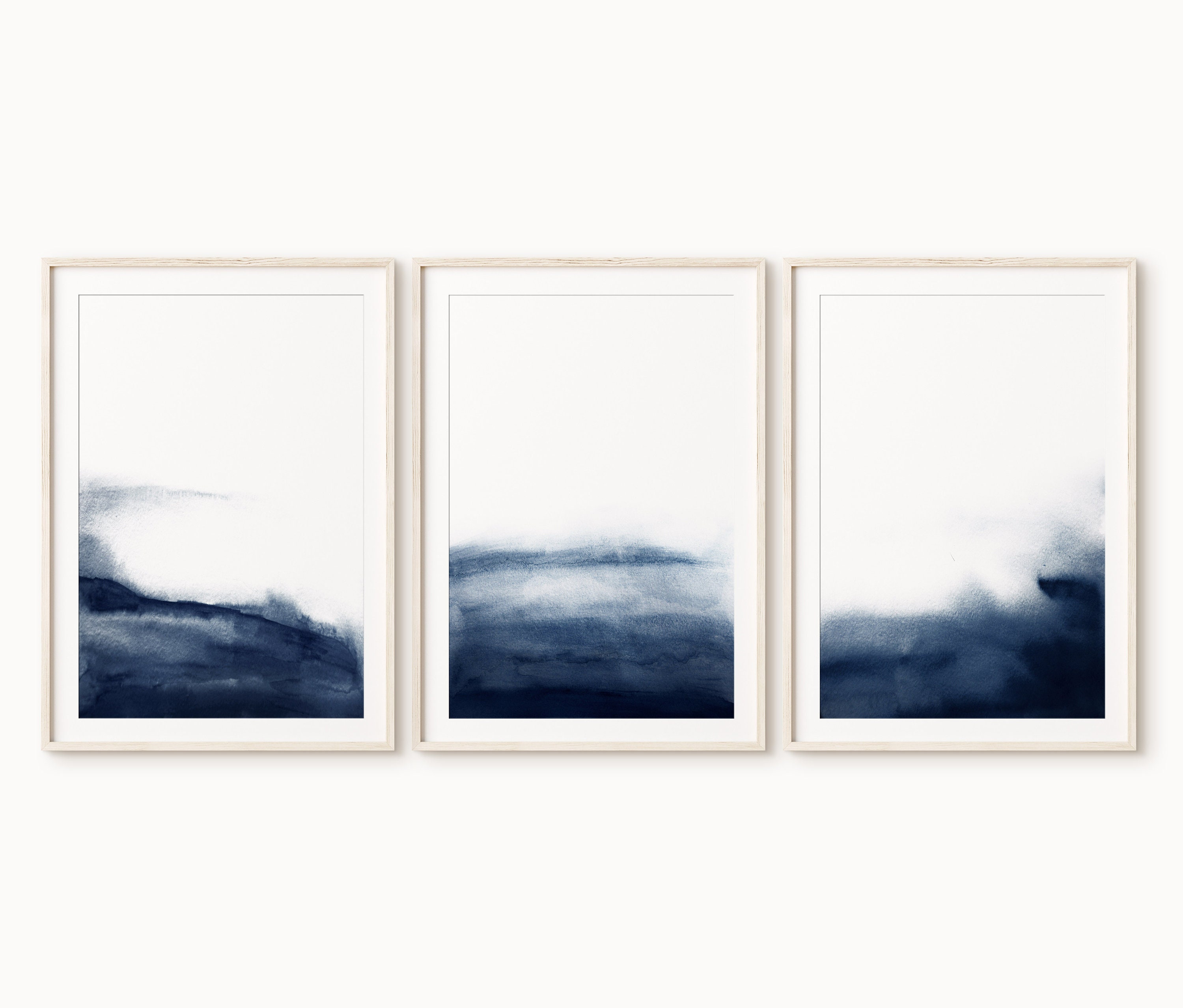 Navy Blue Wall Art Set of 3 Prints Abstract Wall Art Prints Etsy