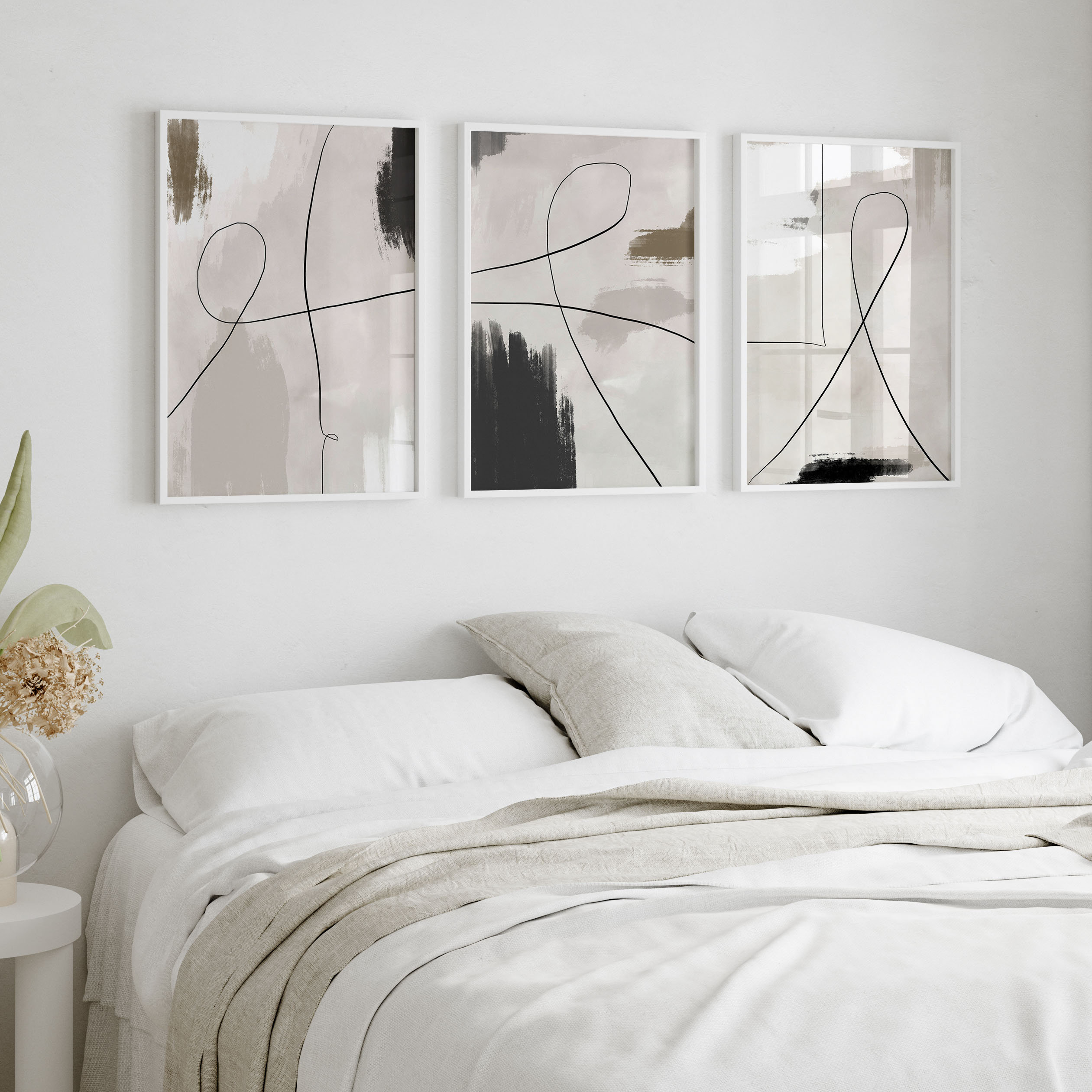 Abstract Printable Wall Art, Set of 3 Minimalist, Modern Neutral Wall ...