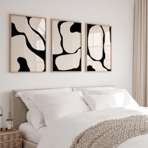 Black Abstract Print Black Lines Set of 3 Modern Wall Art Black and Beige Wall Art Set of 3 Prints Printable Wall Art Gallery Wall Art Print image 10