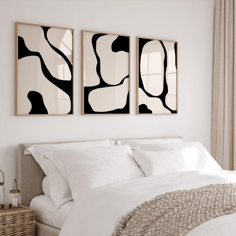 Black Abstract Print Black Lines Set of 3 Modern Wall Art Black and Beige Wall Art Set of 3 Prints Printable Wall Art Gallery Wall Art Print image 10
