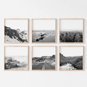 Set of 6 Square Prints Nature Prints Digital Prints Black and White Prints Home Decor Wall Art  Living Room Prints Landscape Prints Poster