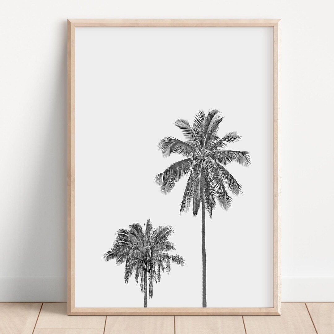 Palm Tree Print Black and White Wall Art Printable Art Tropical T Ree ...