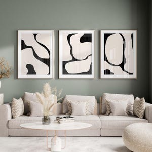 Black Abstract Print Black Lines Set of 3 Modern Wall Art Black and Beige Wall Art Set of 3 Prints Printable Wall Art Gallery Wall Art Print image 13