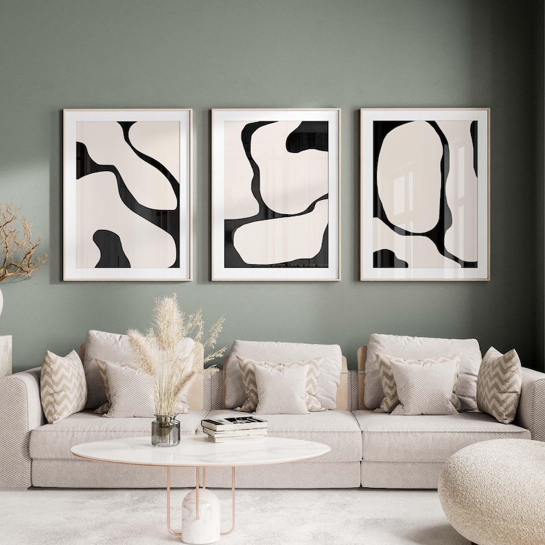 Black Abstract Print Black Lines Set of 3 Modern Wall Art Black and Beige Wall Art Set of 3 Prints Printable Wall Art Gallery Wall Art Print image 13
