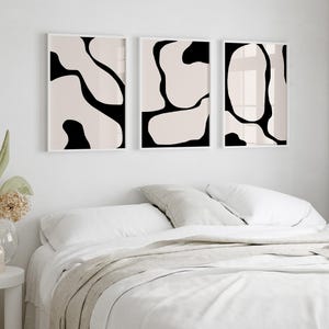 Black Abstract Print Black Lines Set of 3 Modern Wall Art Black and Beige Wall Art Set of 3 Prints Printable Wall Art Gallery Wall Art Print image 8