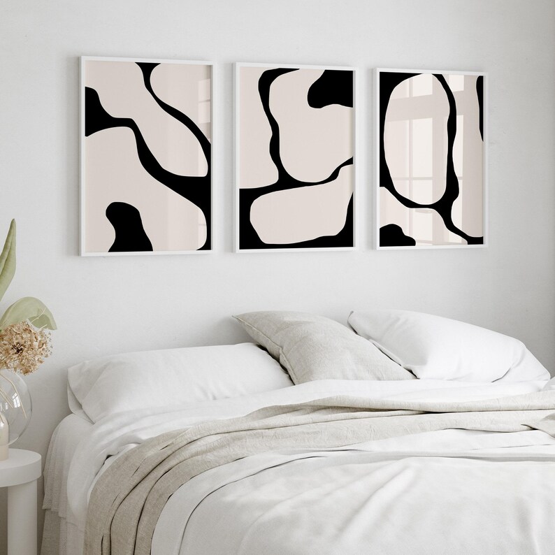 Black Abstract Print Black Lines Set of 3 Modern Wall Art Black and Beige Wall Art Set of 3 Prints Printable Wall Art Gallery Wall Art Print image 8