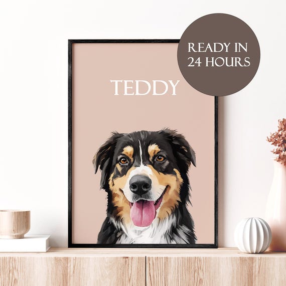 Custom Pet Portrait, Watercolor Pet Painting, Digital Painted From Photo, Personalized Gift, Pet Memorial, Custom Dog Portraits, Pet Drawing