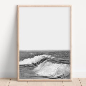Ocean Waves Wall Art Ocean Print Black White Beach Print Coastal Decor Wave Print Printable Wall Art Black and White Art Minimalist Wall Art