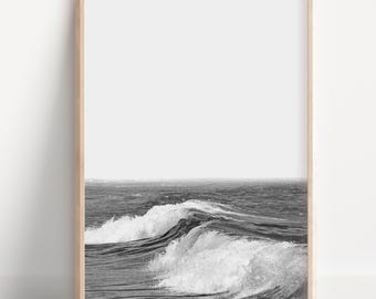 Ocean Waves Wall Art Ocean Print Black White Beach Print Coastal Decor Wave Print Printable Wall Art Black and White Art Minimalist Wall Art