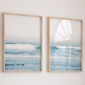 Ocean Art Print, 2er-Set Wandkunst, Sea Print, Strand Print, druckbare Kunst, Ocean Waves, minimalistisches druckbares Poster, Wanddekor, Print Poster