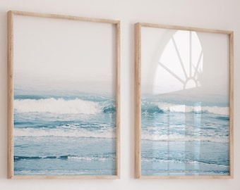 Ocean Art Print, Set of 2 Wall Art, Sea Print, Beach Print, Printable Art, Ocean Waves, Minimalist Printable Poster, Wall Decor,Print Poster