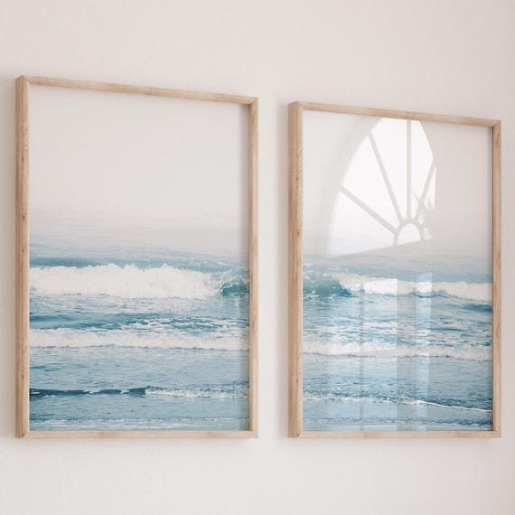 Ocean Art Print, Set of 2 Wall Art, Sea Print, Beach Print, Printable Art, Ocean Waves, Minimalist Printable Poster, Wall Decor,Print Poster