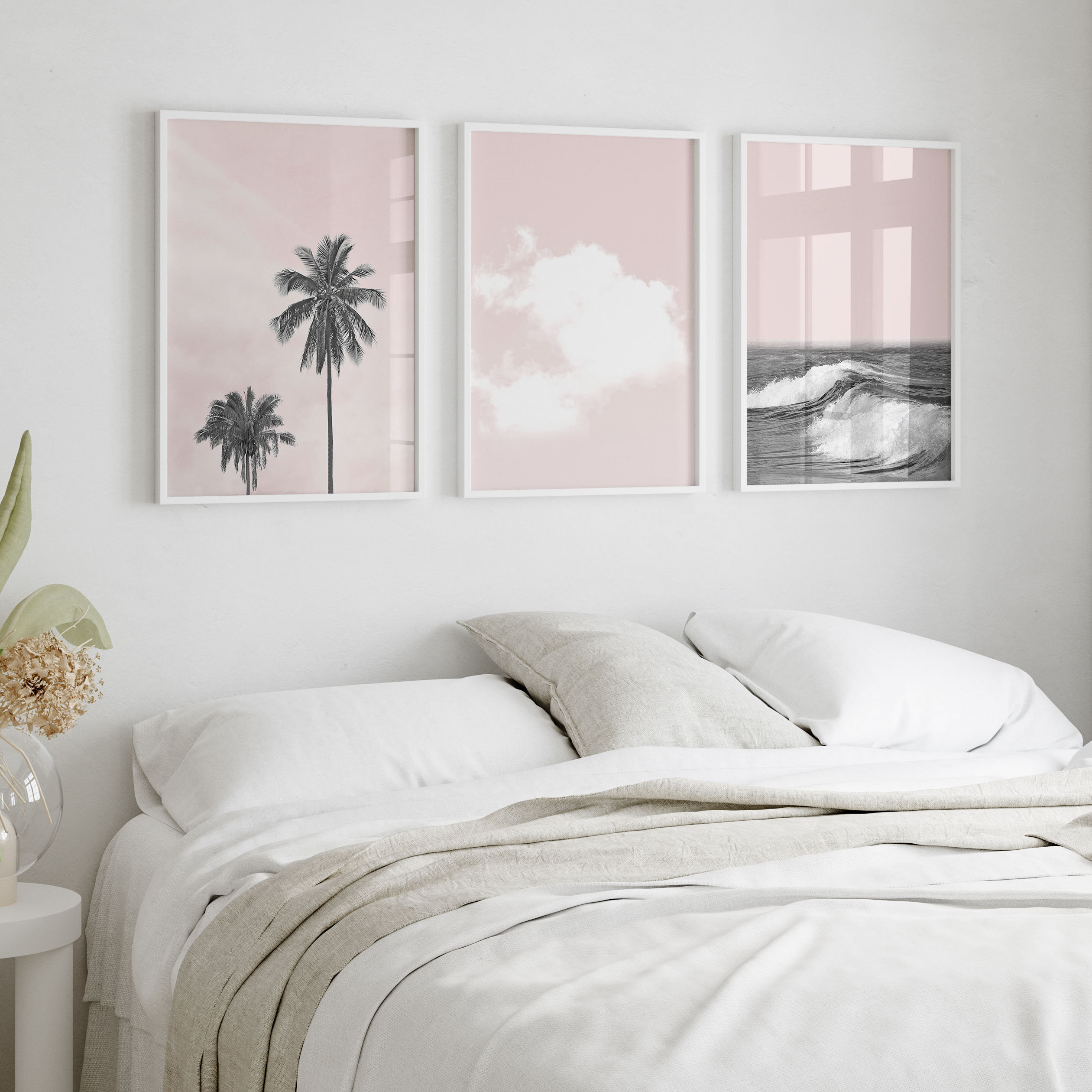 Prints Set of 3 Gallery Wall Set Blush Pink Set of 3 Prints Black and ...
