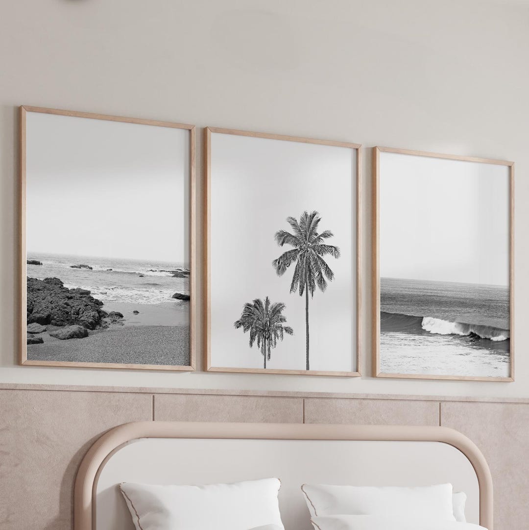 Set of 3 Black and White Prints Beach Prints Ocean Print Printable Wall ...