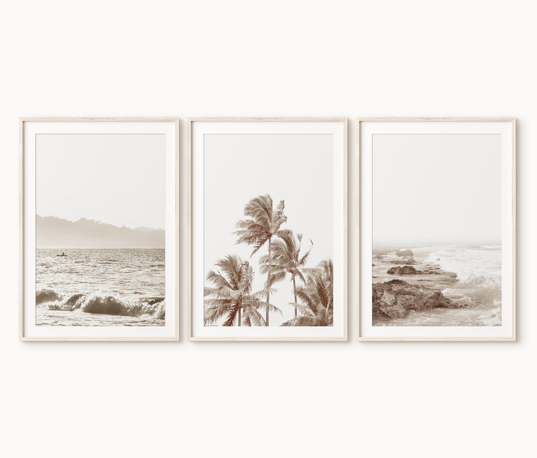 Set of 3 Beach Prints Coastal Wall Art Neutral Beach Print - Etsy
