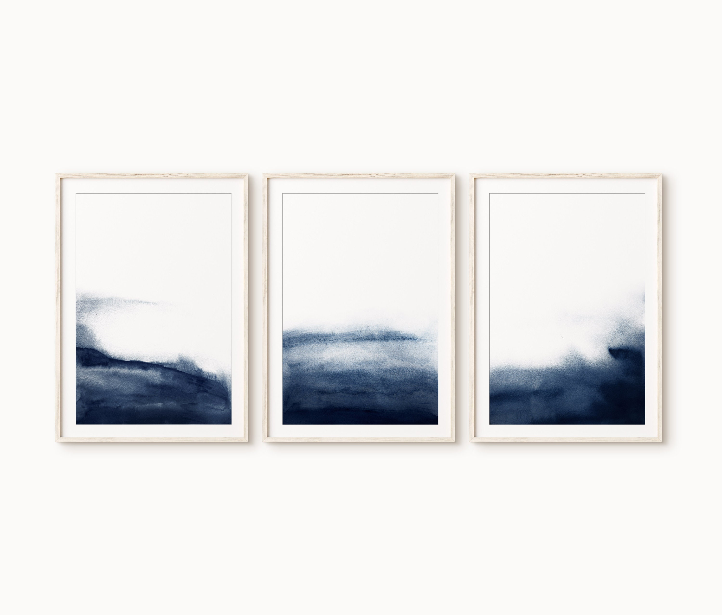 Navy Blue Wall Art Set of 3 Prints Abstract Wall Art Prints Navy Blue ...