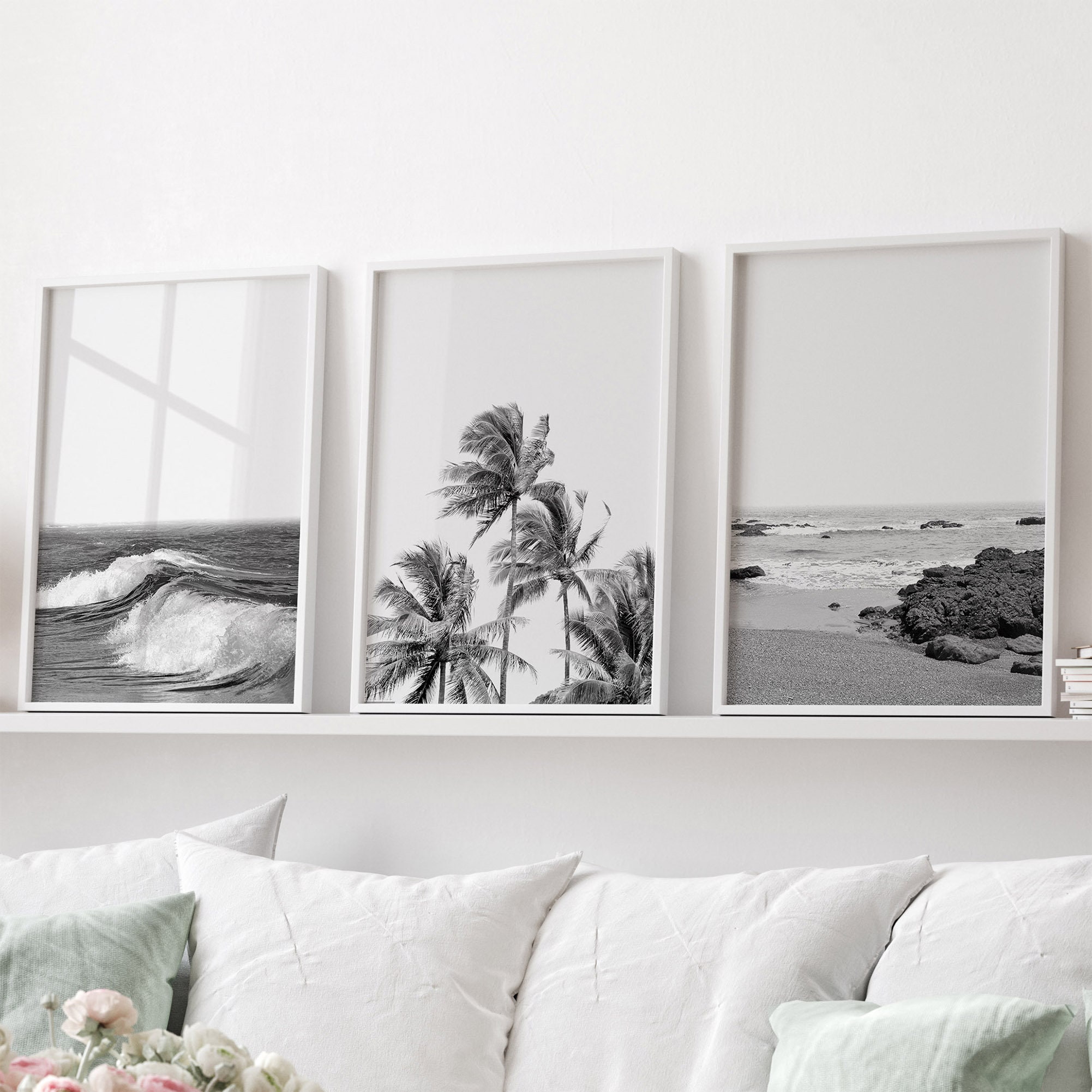 Set of 3 Wall Art Black and White Prints Printable Wall Art Beach ...