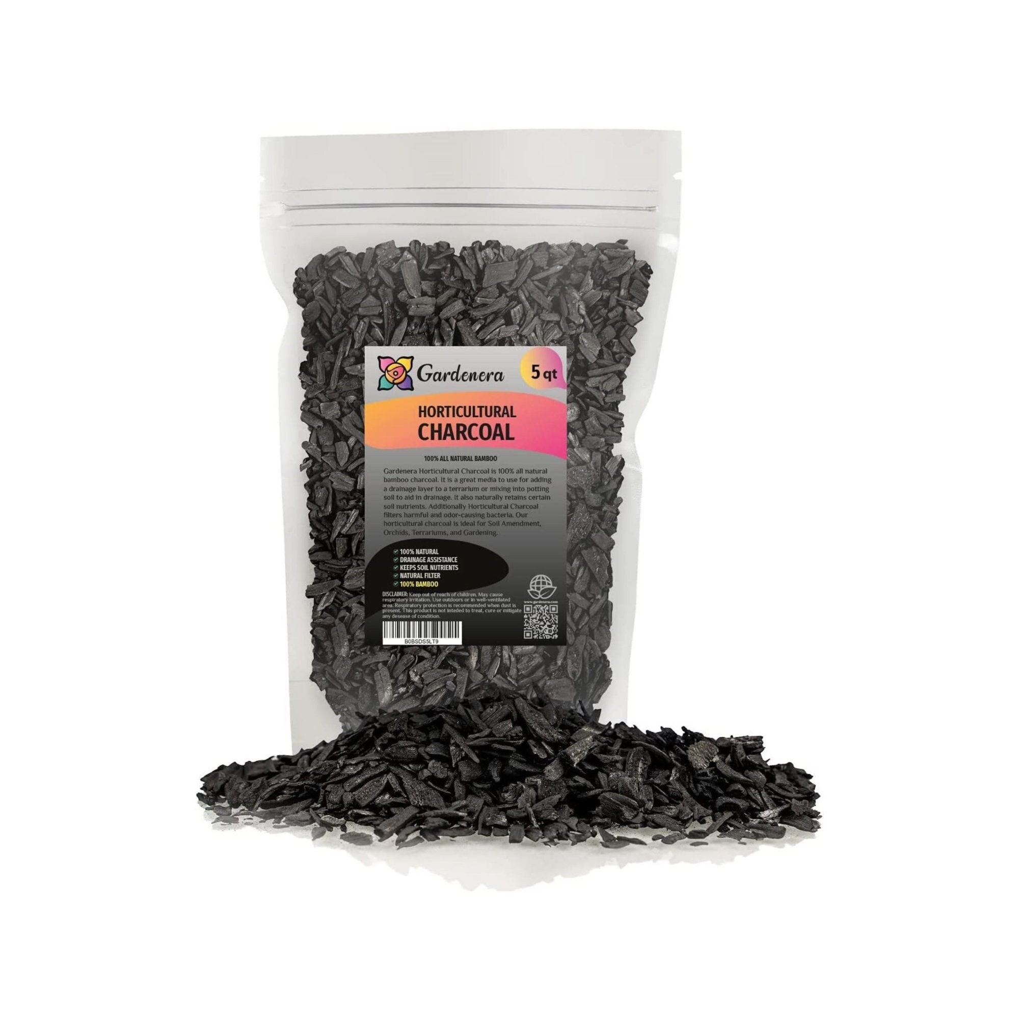 GARDENERA Horticultural Charcoal for Indoor Plants, Black Diamond Soil  Amendment for Orchids, Terrariums, and Gardening 