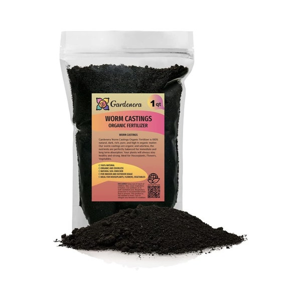 Organic Worm Castings - All Natural Soil Amendment, Soil Builder, and Fertilizer-Natural Enricher for Plants-Indoors & Outdoors by GARDENERA