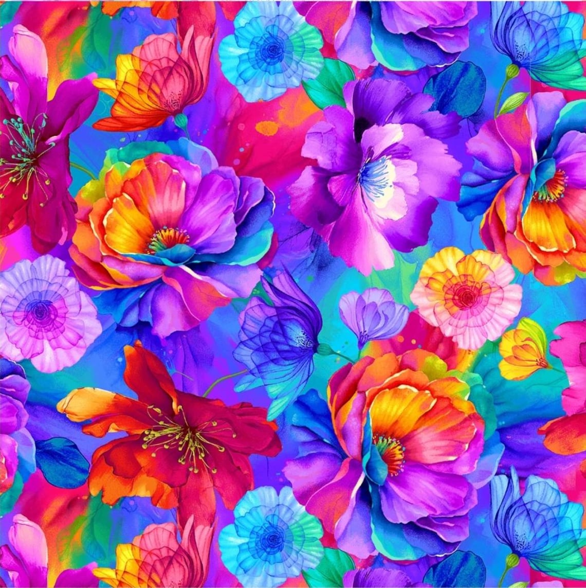 Petal Power Muilticolored Floral Fabric by Timeless Treasures ...