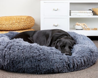 Lit pour chien officiel Calming Donut, The Brooklyn Official, 40 000 personnes aimées, Linge de lit pour chiens de grande taille, Linge de lit anti-anxiété pour chien, Lit lavable en machine