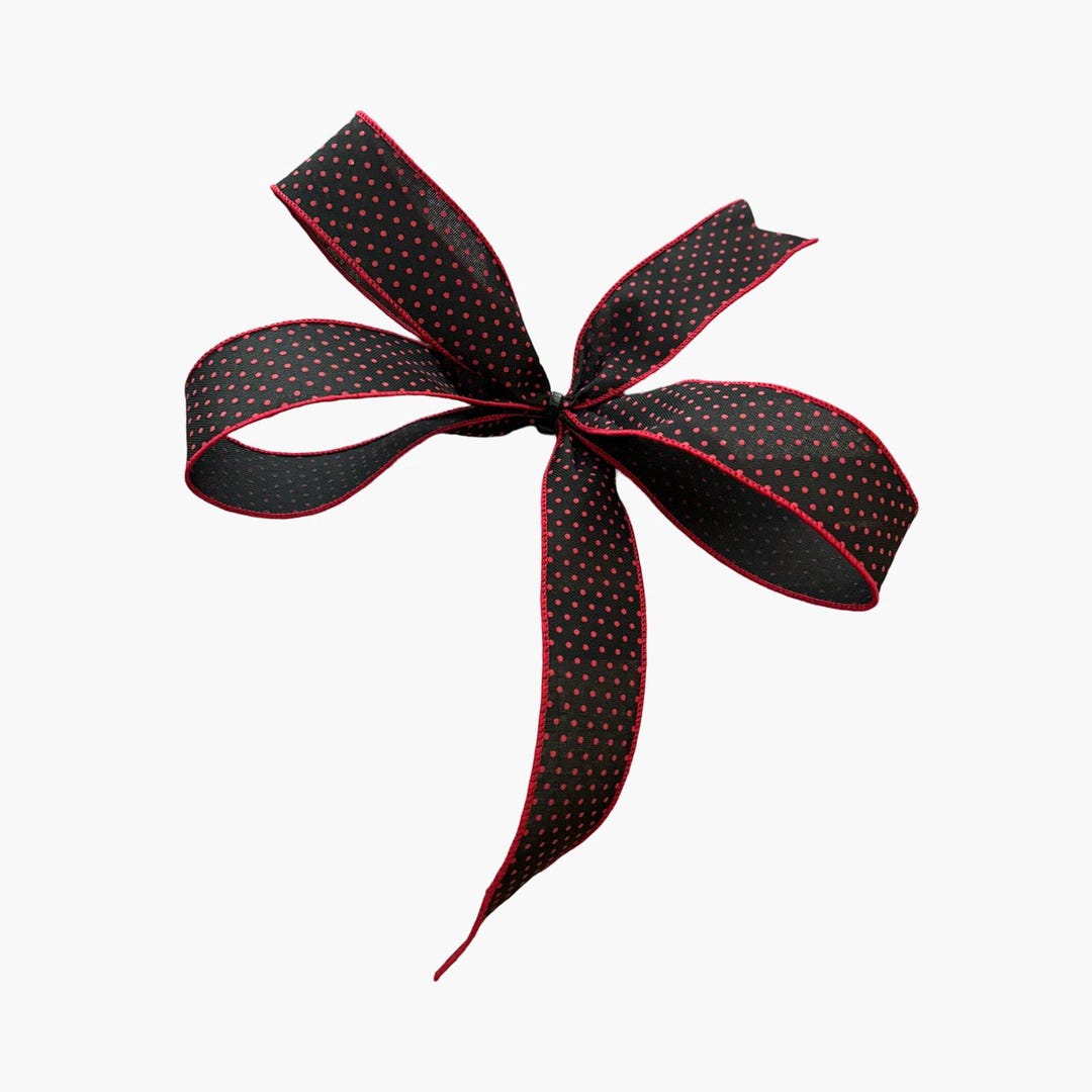 Black and Red Polka Dot Bow - Wired Ribbon Gift Wrap or Door Bow ...