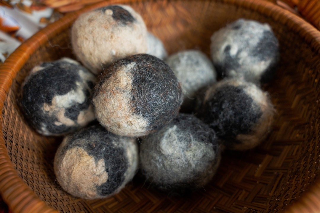 Three 2.5oz Alpaca Fiber Dryer Balls, Zero Waste, Sustainable, Locally Sourced, Dryer Sheet