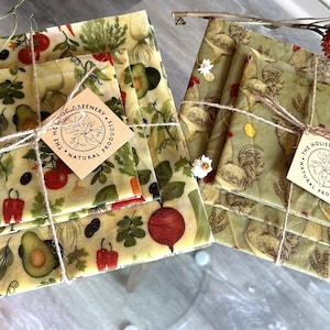 Beeswax Wrap, Organic, Reusable, 3-Pack, 15X15, 11X11, & 9X9