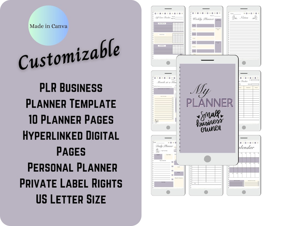 PLR Digital Personal Planner Customizable PLR Business Planner Income ...