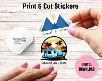 Adesivi PNG stampabili per amanti dell'outdoor per Cricut Cut Print & Cut Book