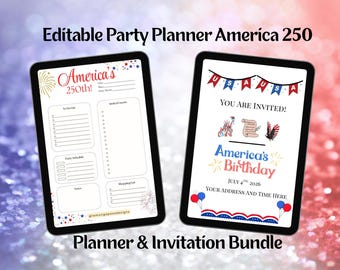 Pacchetto di inviti e organizzazione della festa per il 250° anniversario dell'America (download digitale)