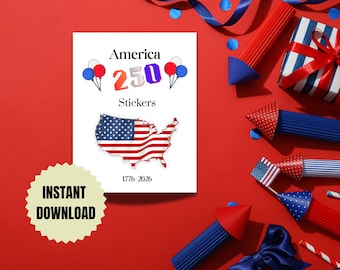 Adesivi per il 250° compleanno dell'America - Immagine PNG da scaricare - Merchandising del 4 luglio - Decalcomanie